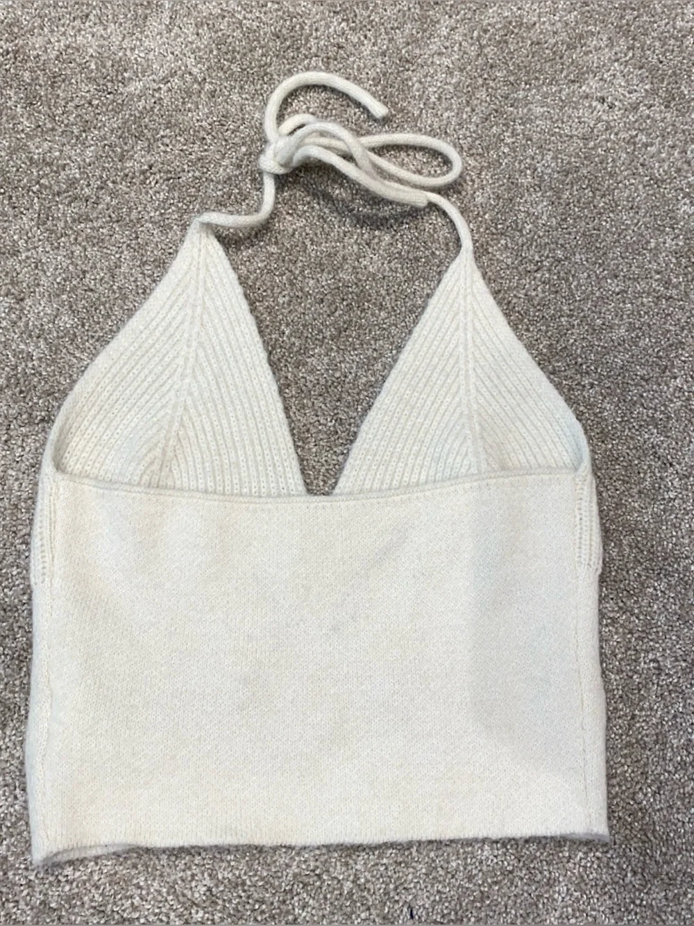 ROMWE Knit Embroidered Backless Halter Top Size S Cream Sun Moon Celestial‎